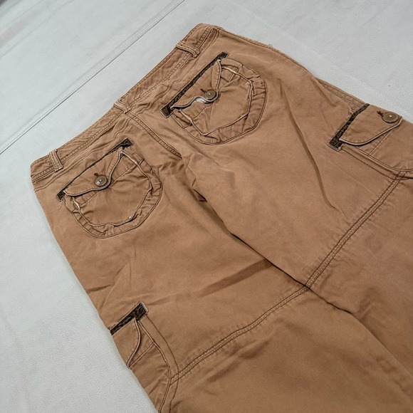 VTG Y2K Mossimo Supply Cargo Baggy Canvas Low Rise Relax Khaki Tan-11/34x26-5075 - Picture 8 of 10